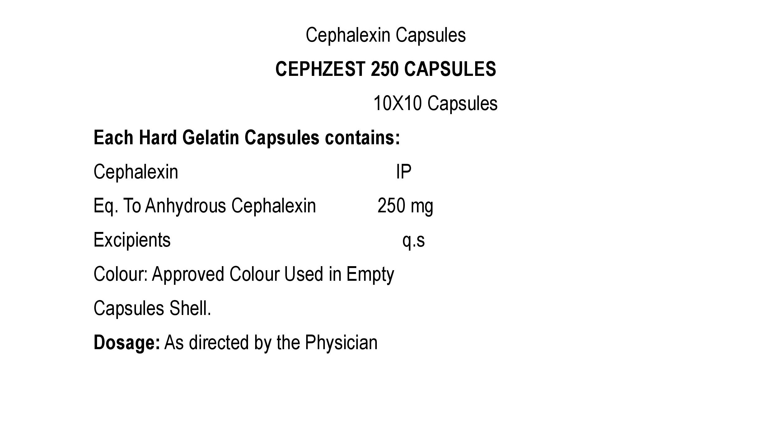 CEPHZEST 250 CAPSULES